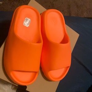 Orange yeezy slides